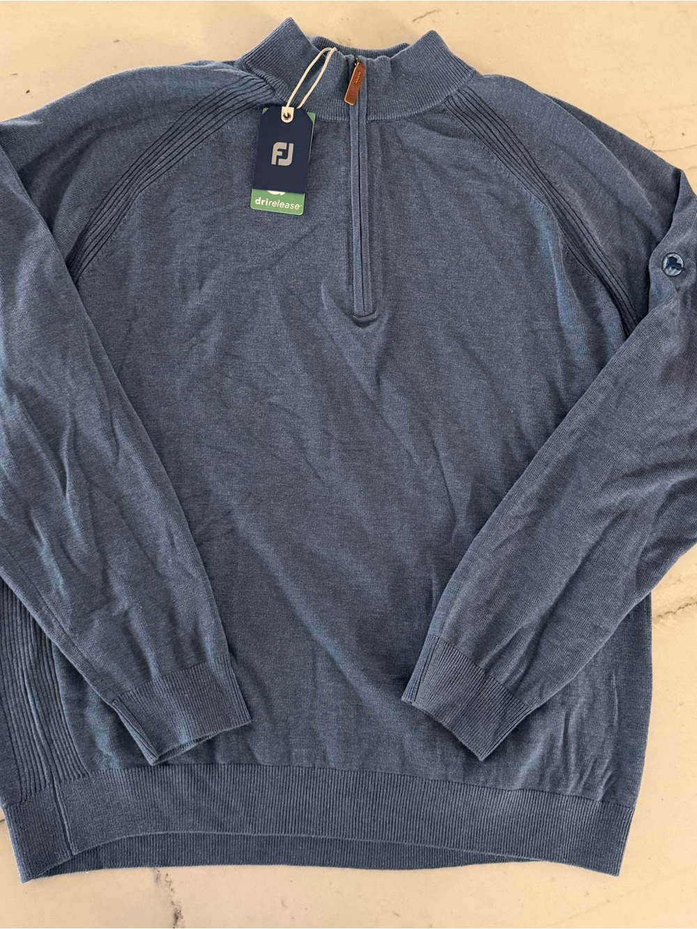 FJ Footjoy Dri-Release Wool Blend Hoodie Sweater Mens 2XL XXL Blue Pullover New